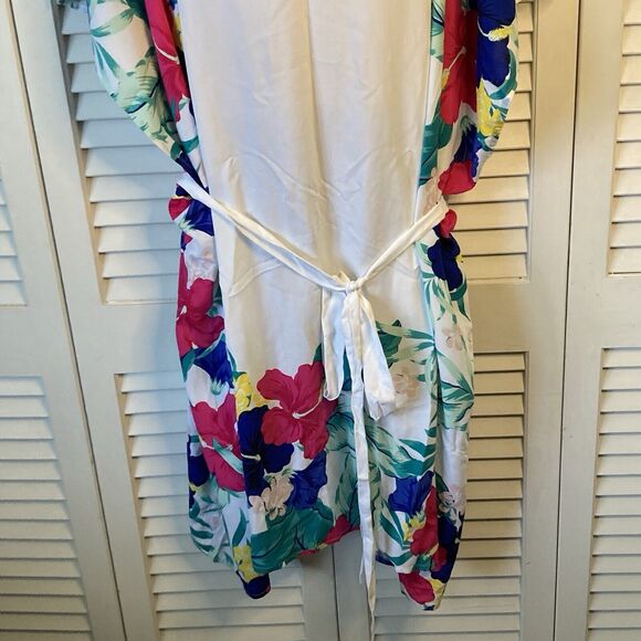 NWOT Swim by Cacique White Multicolored Floral Belted Soft Rayon Coverup 30/32 - Picture 4 of 8